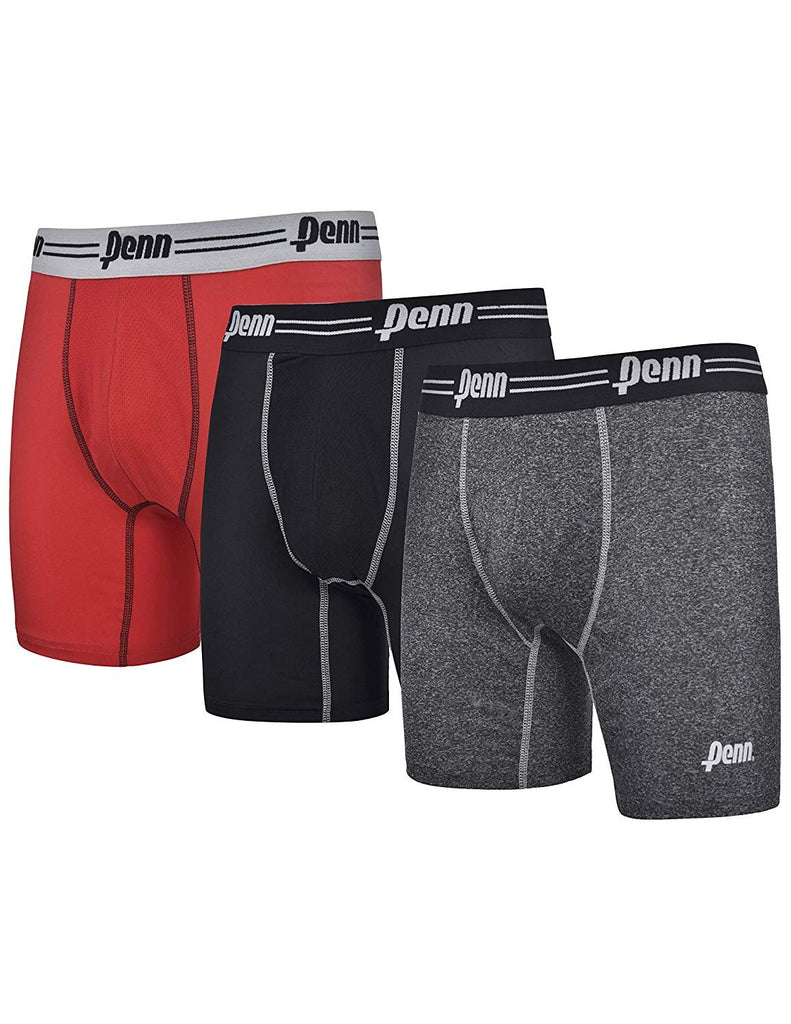 Penn Mens Performance Boxer Briefs - 3 Pack Athletic Fit Tag Free Breathable Underwear S-XXL