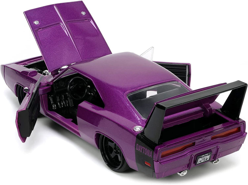 Jada Toys Big Time Muscle 1:24 1969 Dodge Charger Daytona Die-cast Car Purple, Toys for Kids and Adults