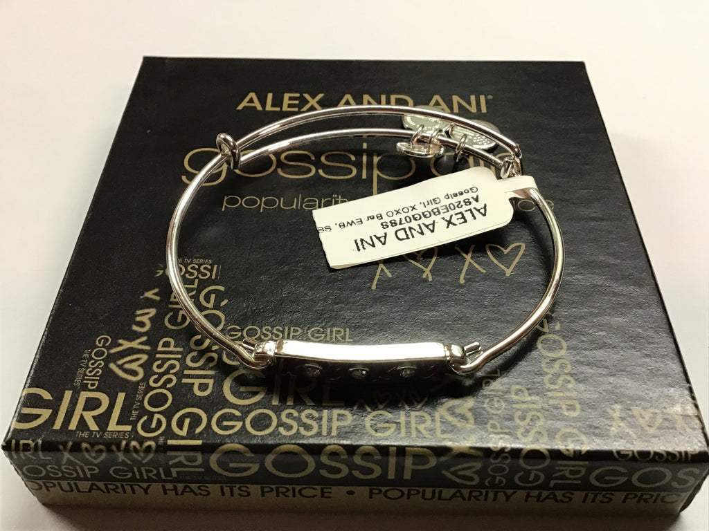 Alex and Ani Gossip Girl, XOXO Bar Bangle Bracelet Shiny Silver One Size