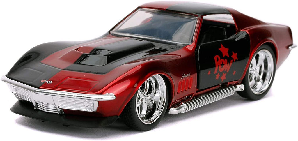 Jada Toys DC Comics 1:32 Harley Quinn 1969 Chevy Corvette Stingray Die-cast Car, Toys for Kids and Adults