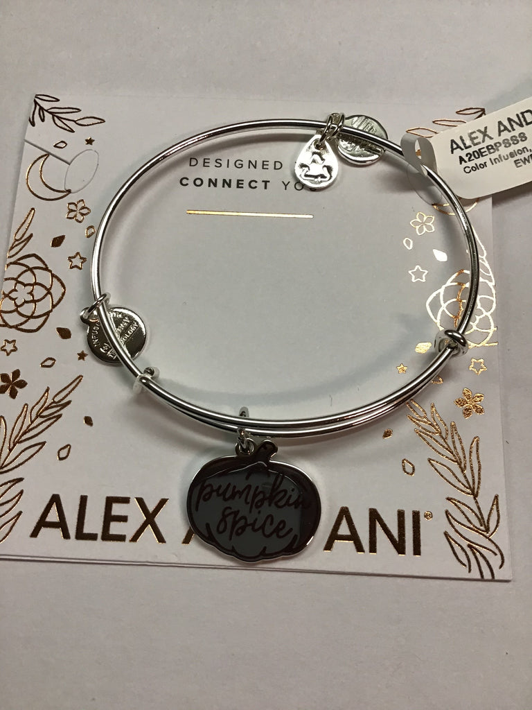 Alex and Ani Color Infusion, Pumpkin Spice II Bangle Bracelet Shiny Silver One Size