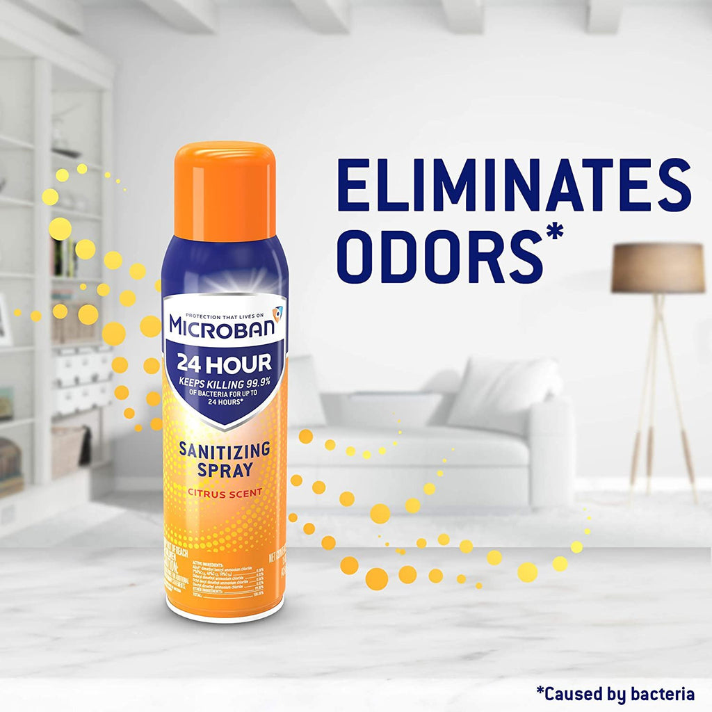 Microban 24 Hour Disinfectant Sanitizing Spray, Citrus Scent