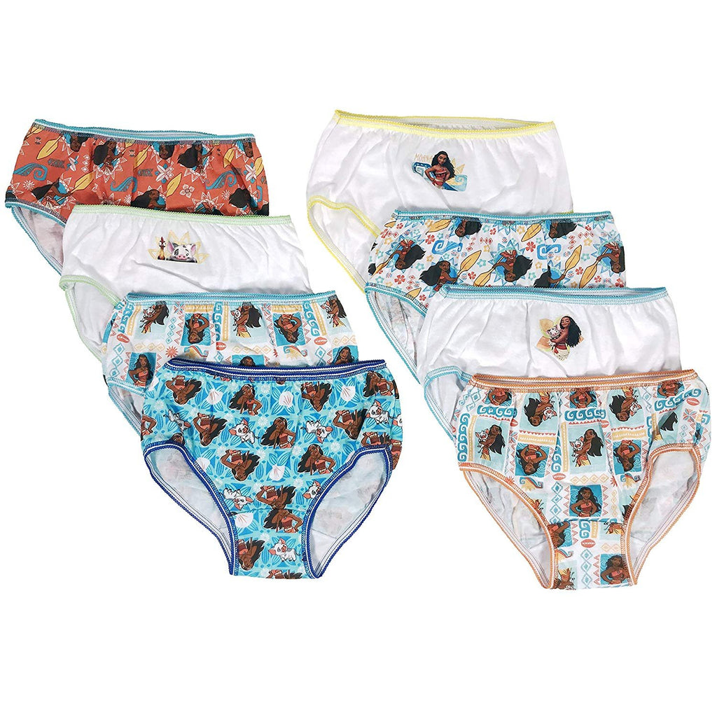 Disney Moana Girls Panties Underwear - 8-Pack Toddler/Little Kid/Big Kid Size Briefs Maui