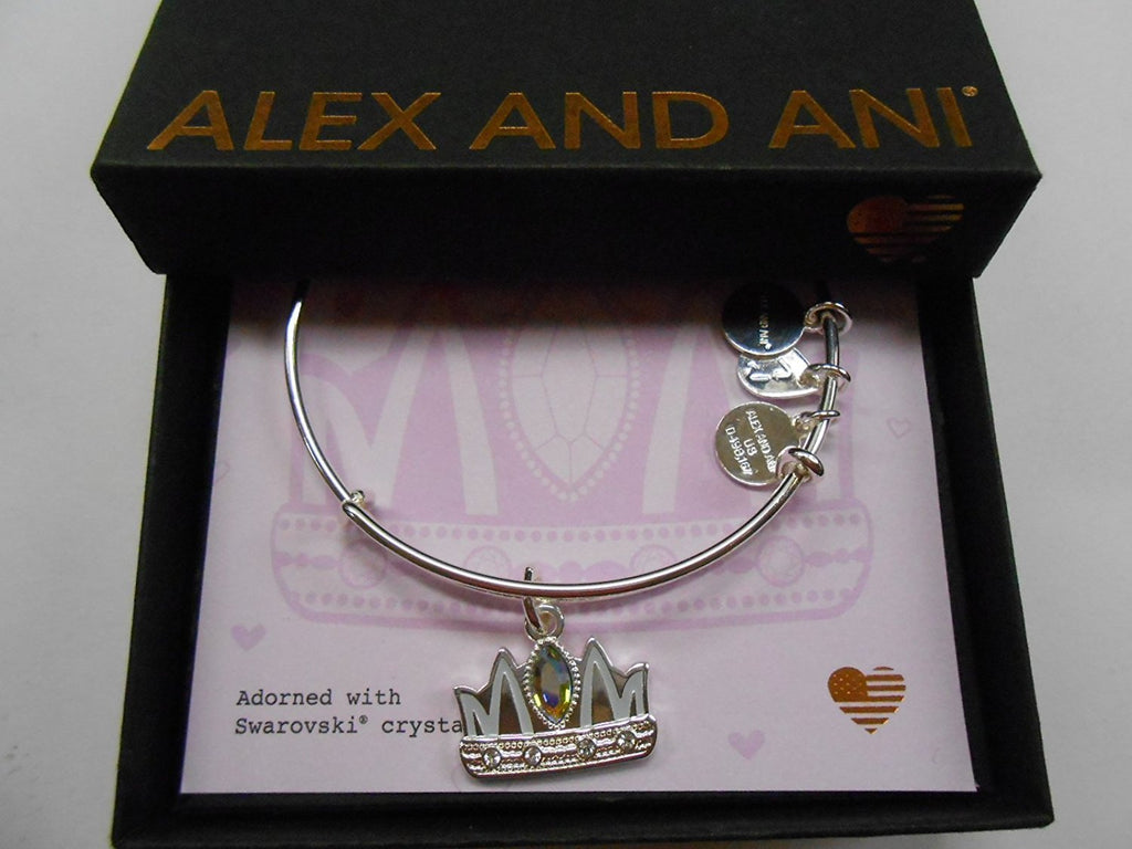 Alex and Ani Queen Mom Bangle Bracelet Expandable Shiny Silver Comes With Box