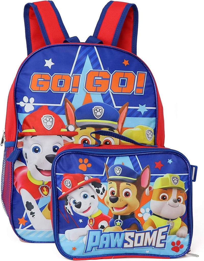 Ruz Paw Patrol Boys 16 Inch Backpack With Removable Matching Lunch Box Set