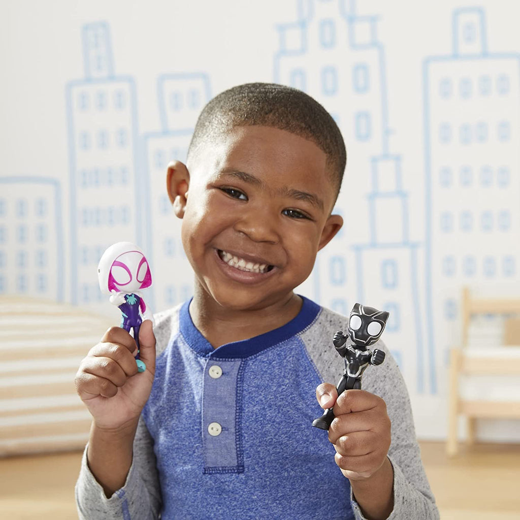 Marvel Spidey and His Amazing Friends Hero Reveal 2-Pack,-Action Figures,-Mask Flip Feature, Ghost-Spider and Black Panther, 3 and Up