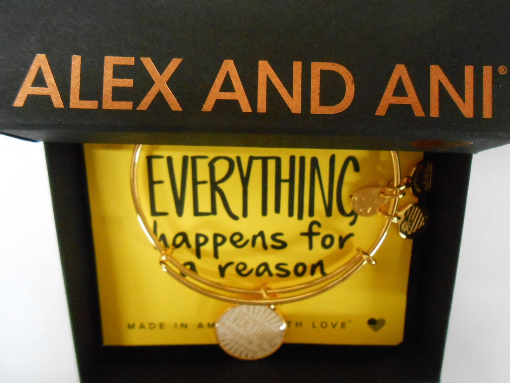 Alex and Ani Words are Powerful "Everything Happens For A Reason" Rafaelian Gold-Tone Bangle Bracelet