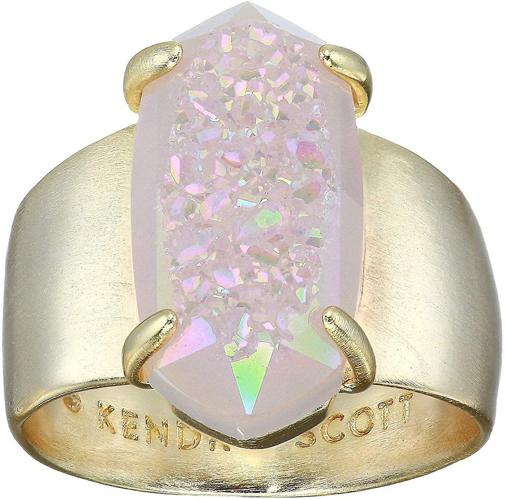 Kendra Scott Harrison Cocktail Ring Gold Iridescent Drusy 6