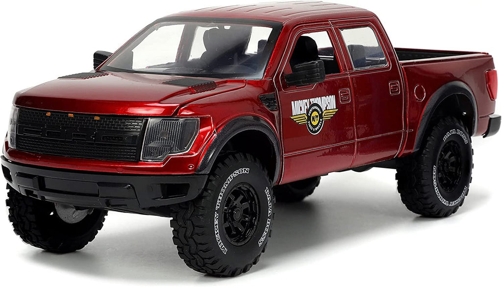 Jada Toys Just Trucks 1:24 2011 Ford SVT Raptor Die-cast Car Red with Tire Rack, Toys for Kids and Adults