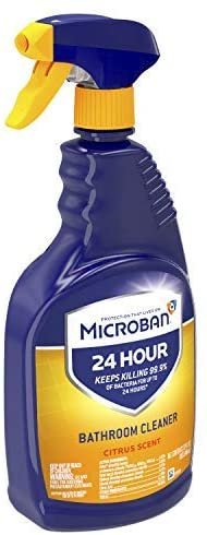 Microban 24 Hour Bathroom Cleaner and Sanitizing Spray, Citrus Scent - 32 Ounce (Pack of 3)