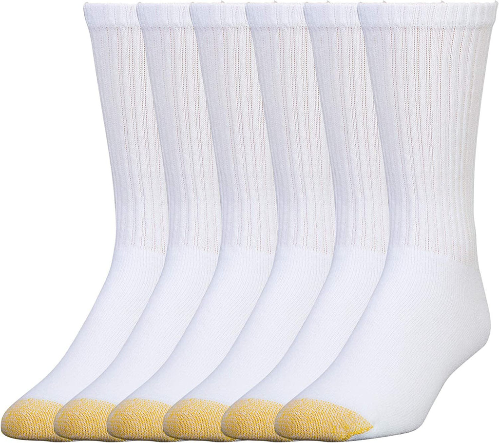 Gold Toe Men's Socks Crew Athletic 6-Pack Breathable Soft Cotton Blend Slightly Irregular