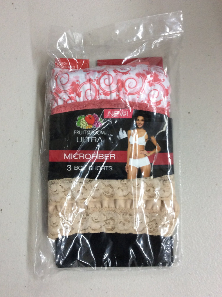 Fruit of the Loom Ultra Women's Microfiber Boy Shorts Panties 3-PACK Sizes 5-9