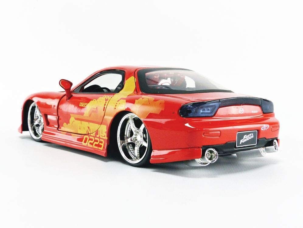 Jada Toys Fast & Furious 1:24 Orange JLS Mazda RX-7 Die-cast Car, Toys for Kids and Adults (30747)