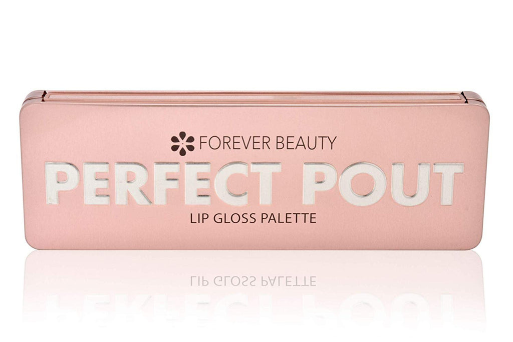 Forever Beauty Lip Gloss Palette - Perfect Pout Pinks, Purples, Reds, Oranges Premium Quality With Mirror and Brush