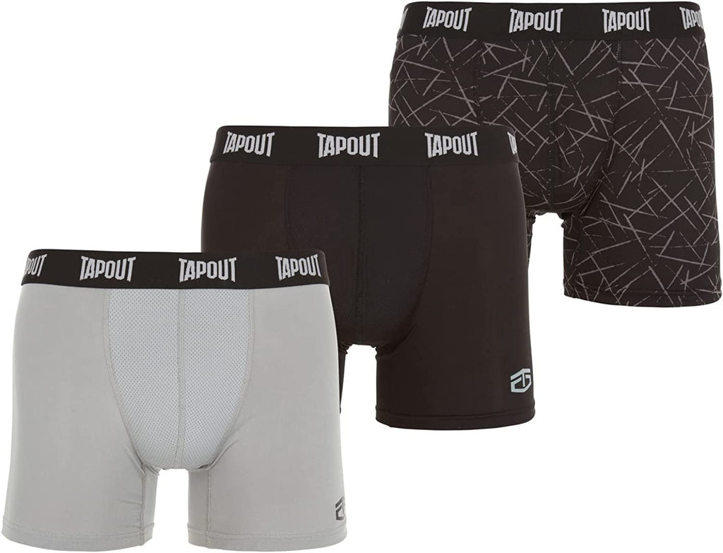 Tapout Mens Performance Boxer Briefs - SPORTY FIT Short Leg 6-Pack Mystery Colors Stretch Underwear Breathable No Fly (S-5X)