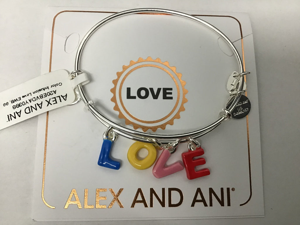 Alex and ANI Color Infusion Bangle Bracelet Silver/Love One Size