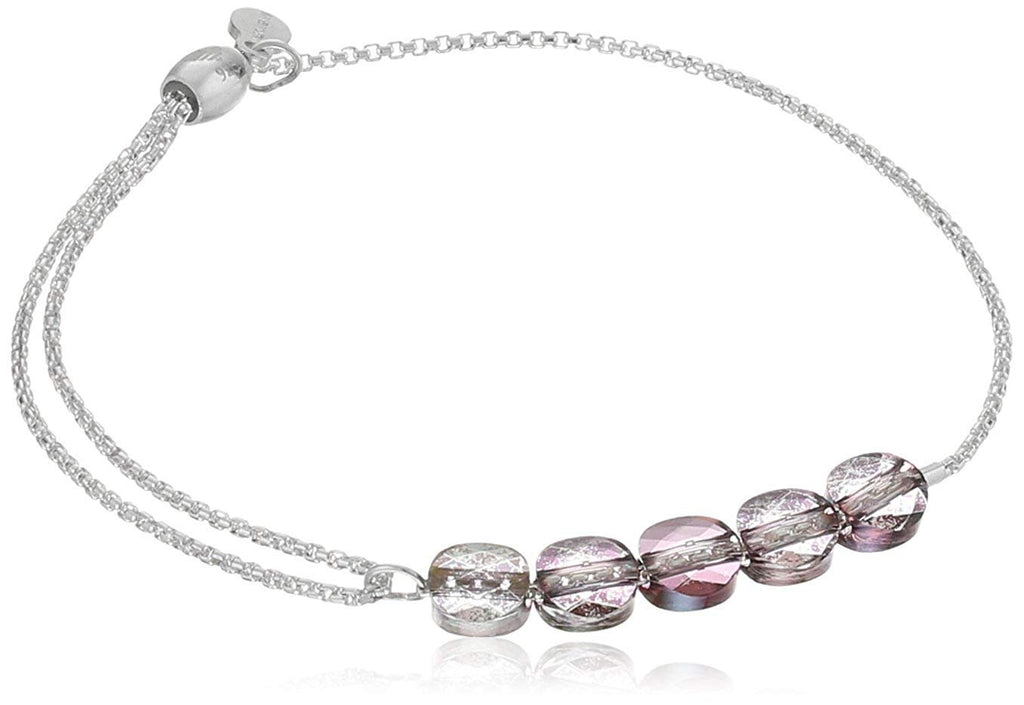 Alex and Ani Crystal Infusion Pull Orchid Sterling Silver Chain Bracelet
