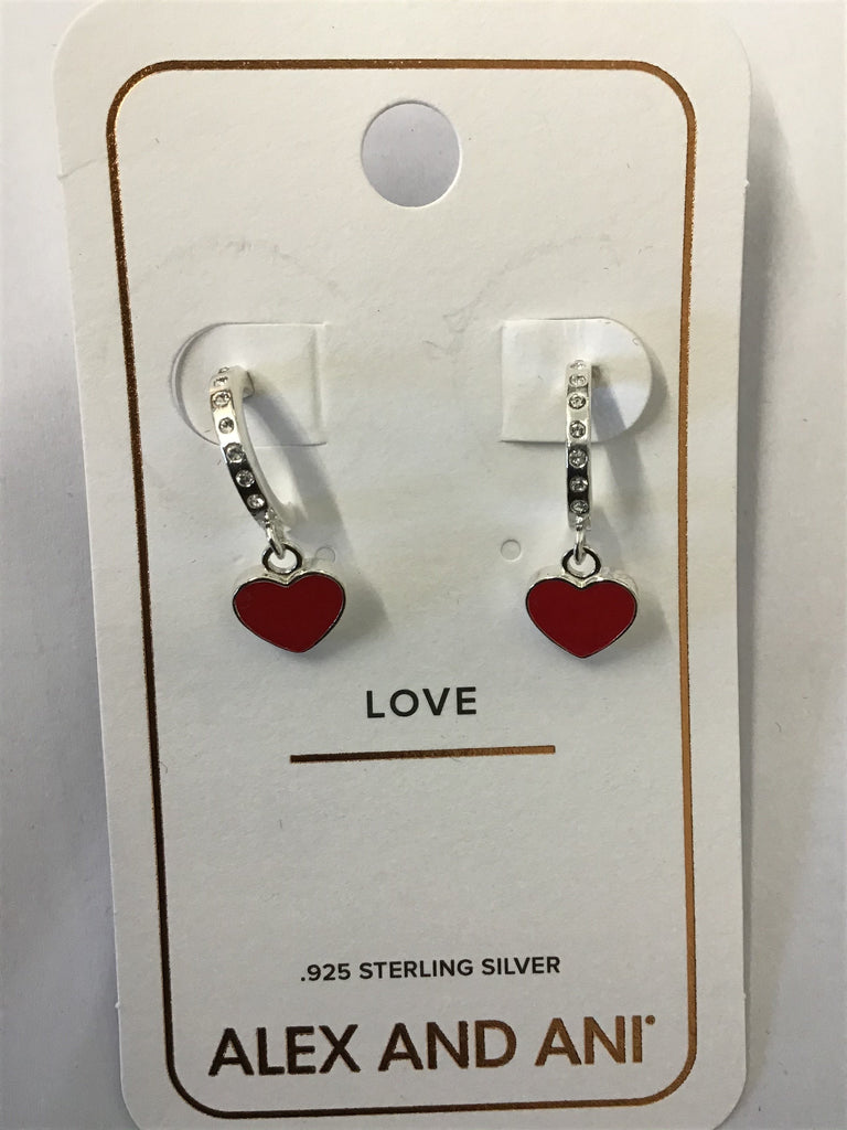 Alex and Ani Color Infusion Heart Huggie Hoop Earrings Silver One Size