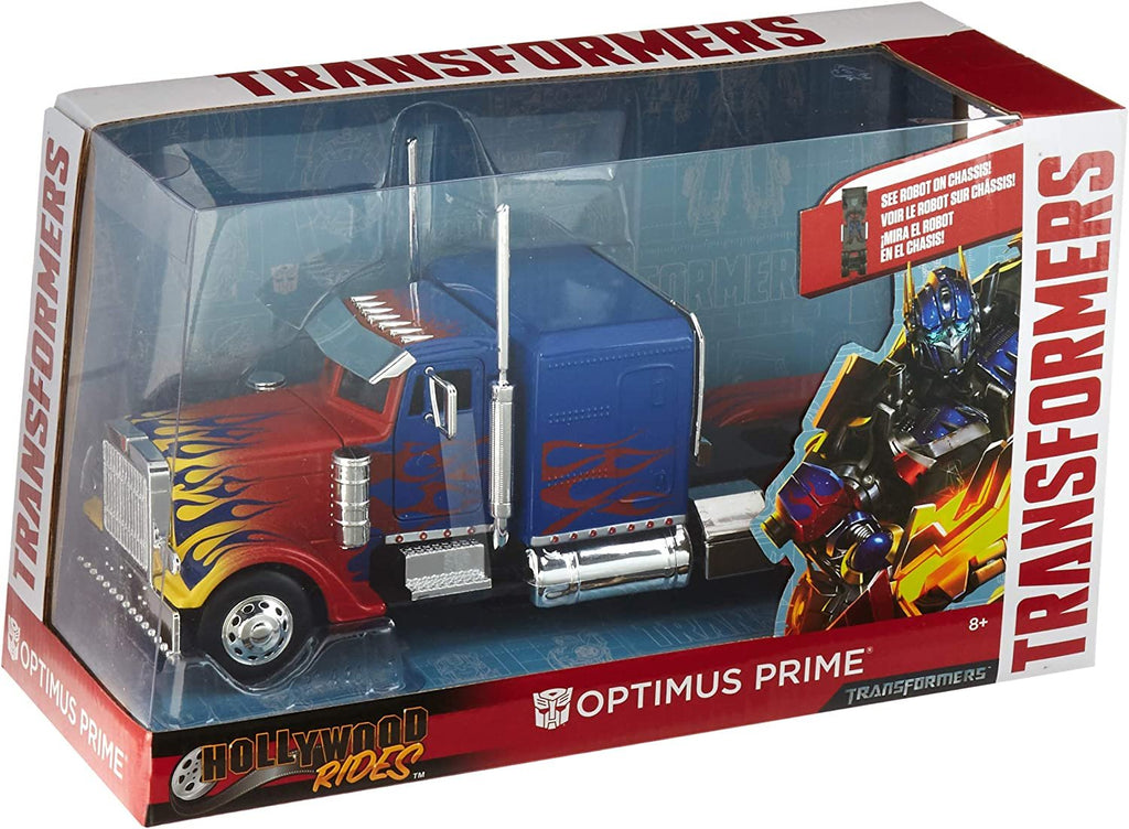 Optimus Prime Truck with Robot on Chassis from Transformers Movie Hollywood Rides Series Diecast Model by Jada 30446