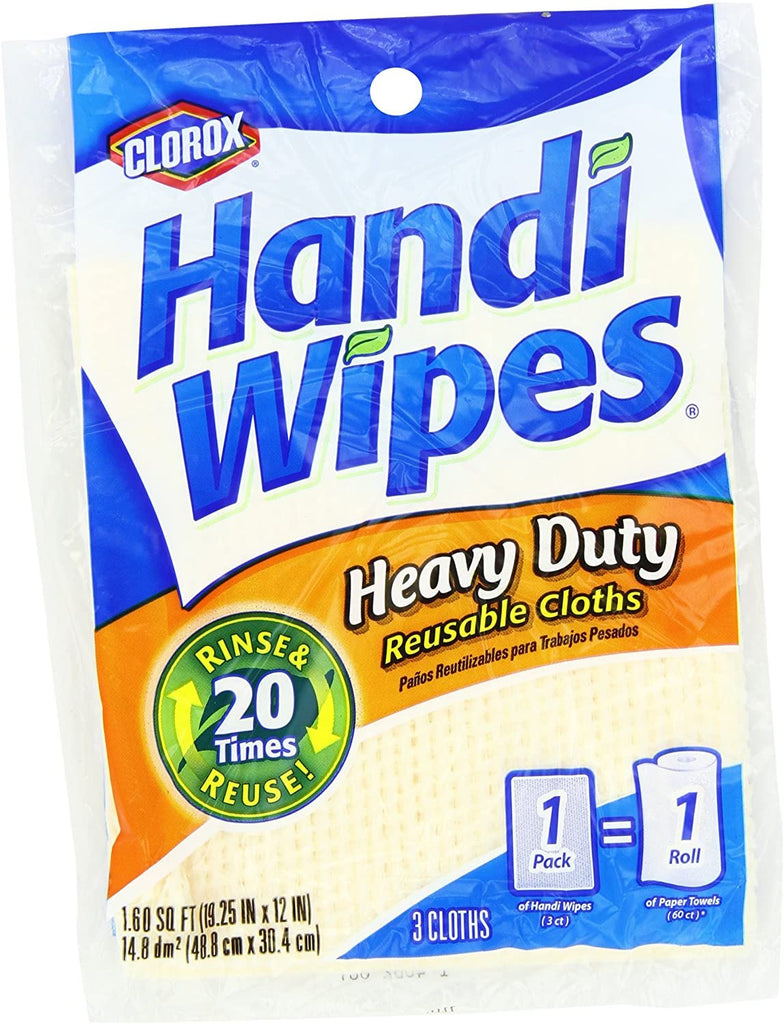 Clorox Handi Wipes Heavy Duty Reusable Cloths, 3 Count (Pack of 4) Colors May Vary
