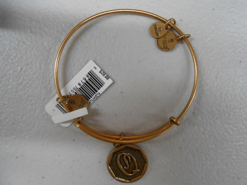 Alex and Ani Initial Q Expandable Wire Bracelet Rafaelian Gold NWT/Box/Card