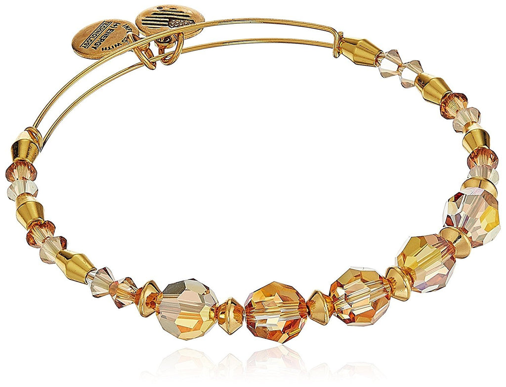 Alex and Ani Swarovski Crystal Beaded, Glow II Bangle Bracelet- Shiny Gold
