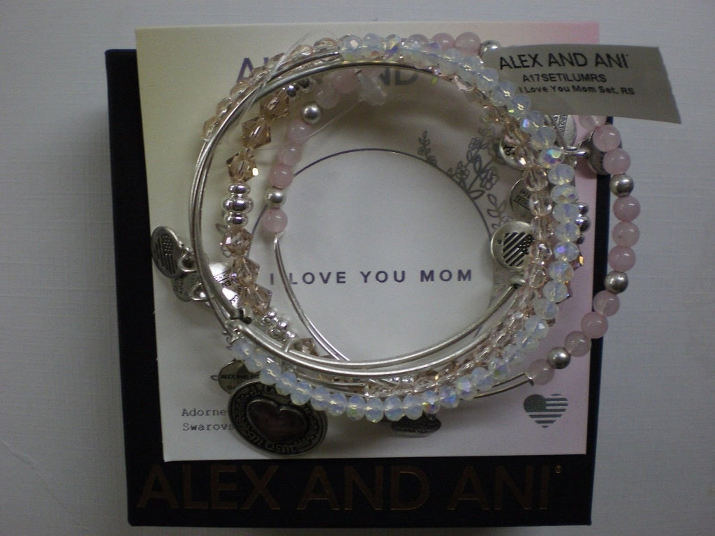 Alex and Ani I Love You Mom Set of Five Bangle Bracelet