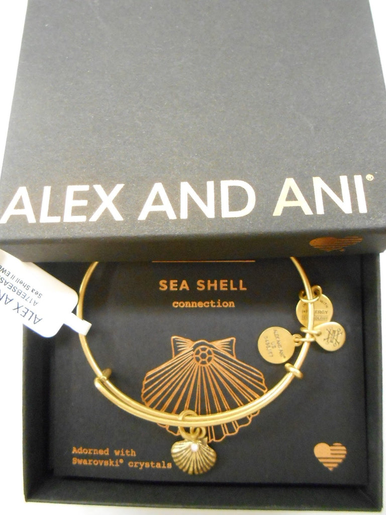 Alex and Ani Womens Sea Shell Charm Bangle