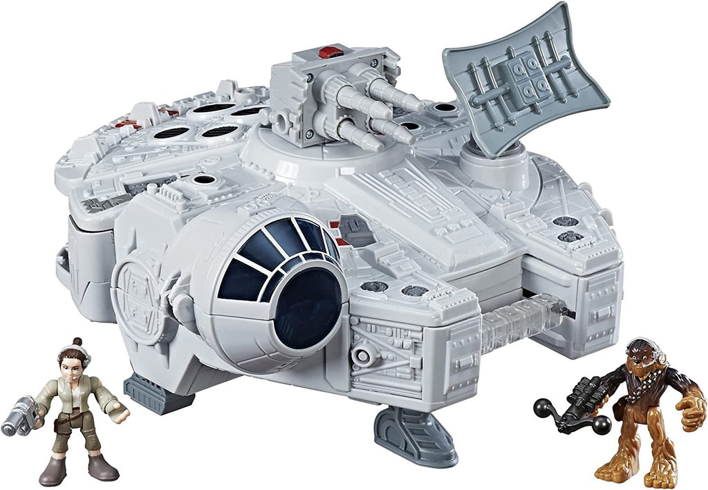 Playskool Heroes Star Wars Galactic Heroes Millennium Falcon 2-in-1 Vehicle Playset, Toys for Kids Ages 3 and Up, Han Solo, Chewbacca, R2-D2 2.5-inch Figures