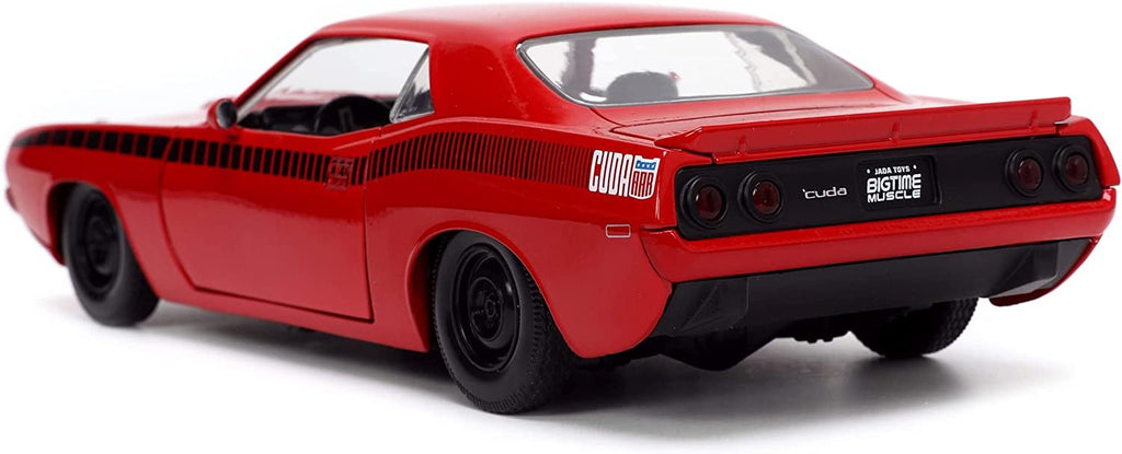 Jada Toys Big Time Muscle 1:24 1973 Plymouth Barracuda Die-cast Car Red/Black, Toys for Kids and Adults