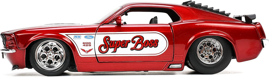 Big Time Muscle 1:24 1970 Ford Mustang Boss 429 Die-cast Car Candy Red, Toys for Kids and Adults