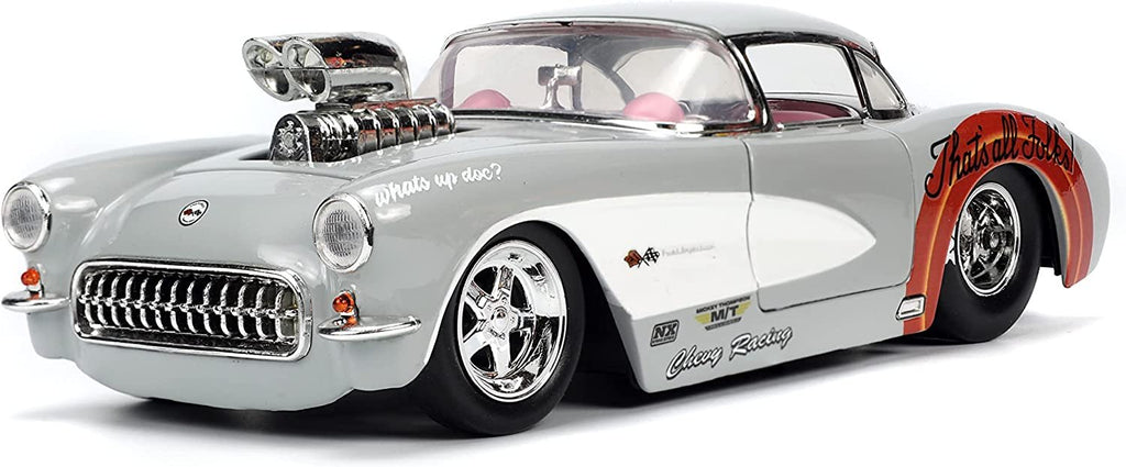 Looney Tunes 1:24 1957 Chevrolet Corvette Die-cast Car & 2.75" Bugs Bunny Figure, Toys for Kids and Adults