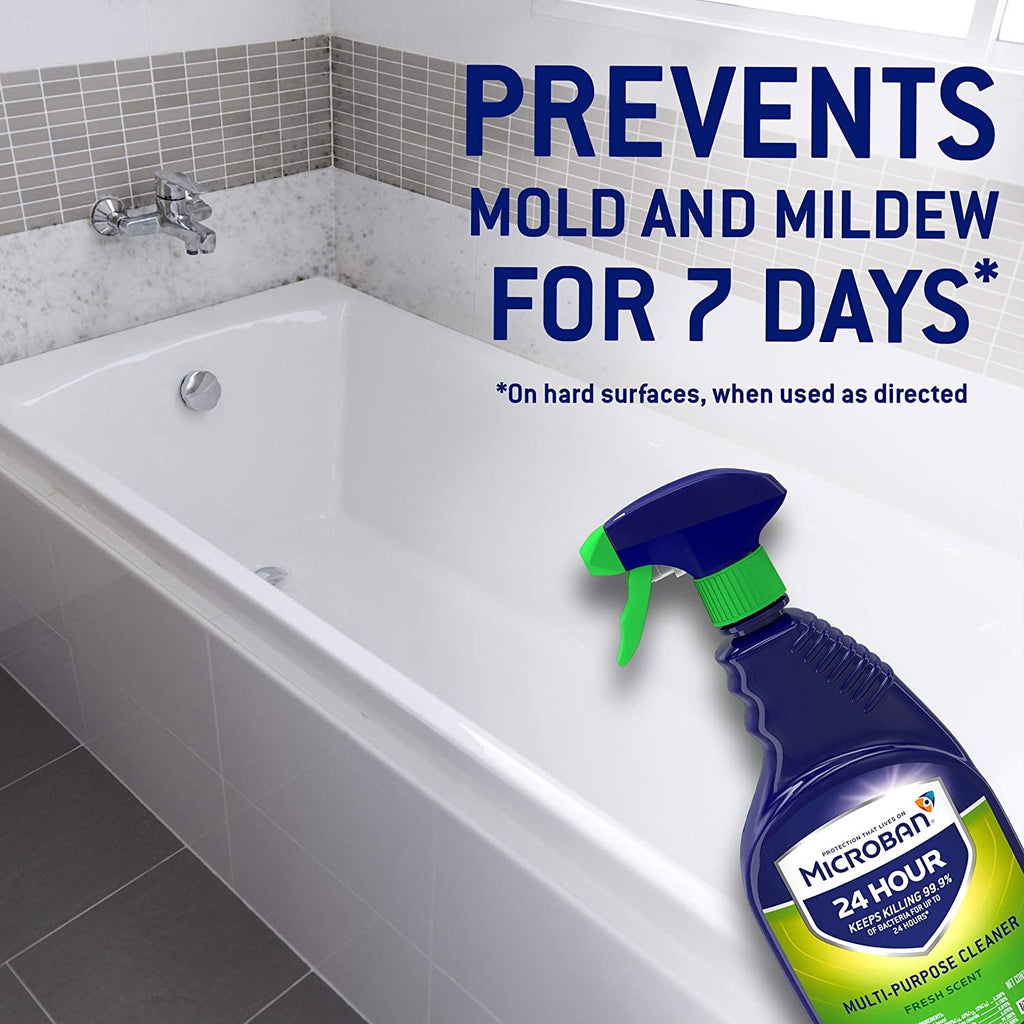 Microban 24 Hour Multi-Purpose Cleaner, Sanitizing and Disinfectant Spray, Fresh Scent, 32 Ounce (Pack of 2)