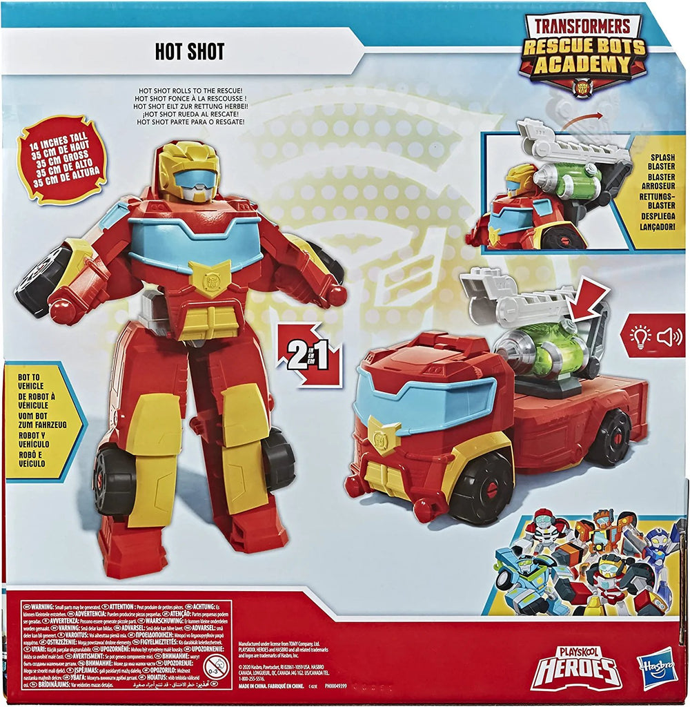 Transformers Playskool Heroes Rescue Bots Academy Rescue Power Hot Shot Converting Toy Robot, 14-Inch Collectible Action Figure Toy for Kids Ages 3 and Up