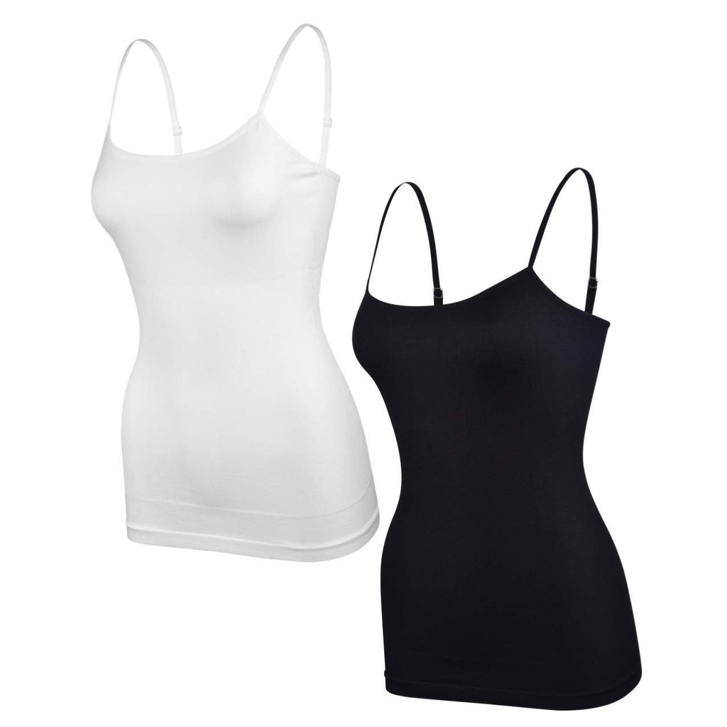 Donna Loren Women's Adjustable Spaghetti Strap Body Shaping Tank Top Camisole Shapewear, 2-Piece Set