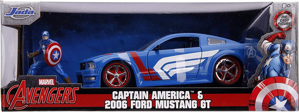 Jada 1:24 Diecast 2006 Ford Mustang GT with Captain America Figure