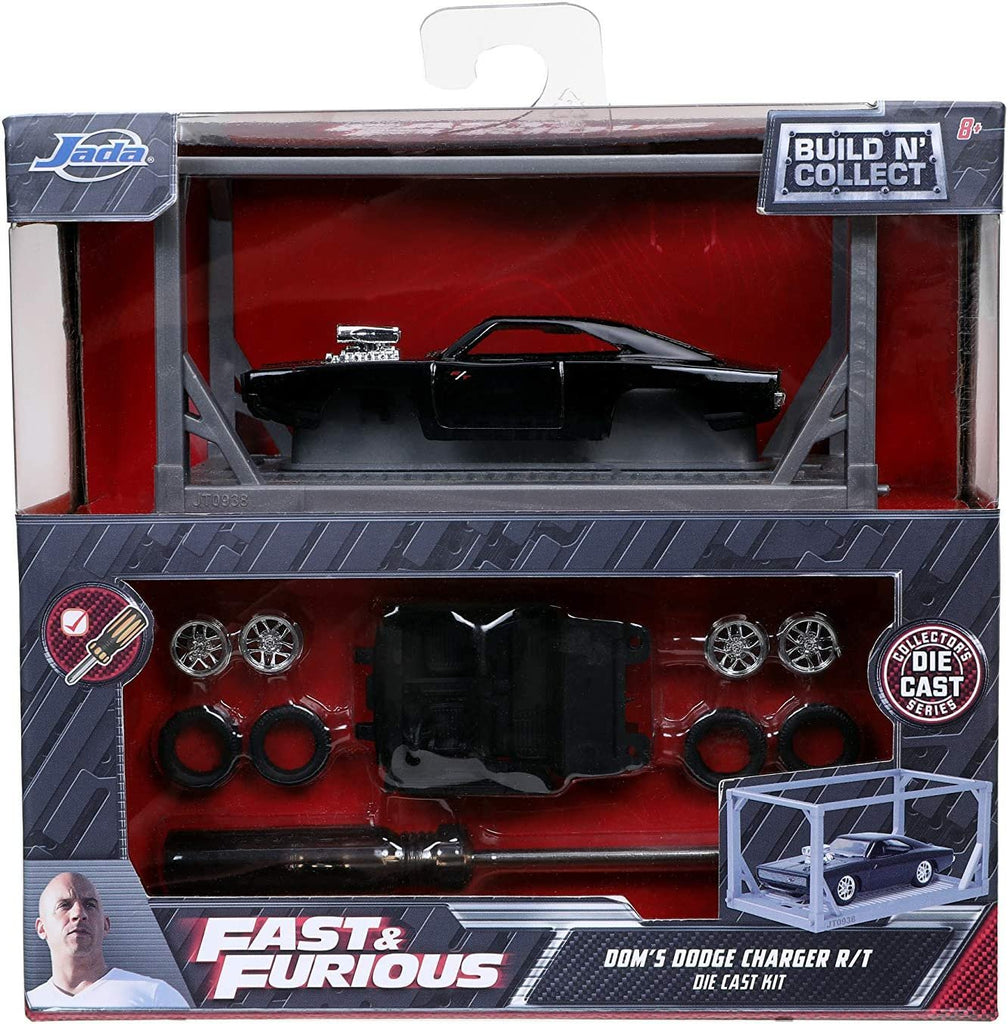 Jada Toys Fast & Furious 1:55 Dom's Dodge Charger R/T Build N' Collect Die -cast Model Kit, Toys for Kids and Adults