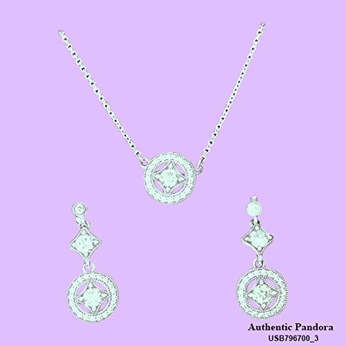 Pandora Vintage Allure Jewelry Gift Set, Necklace and Earrings, Clear CZ, 17.7 in, USB796700