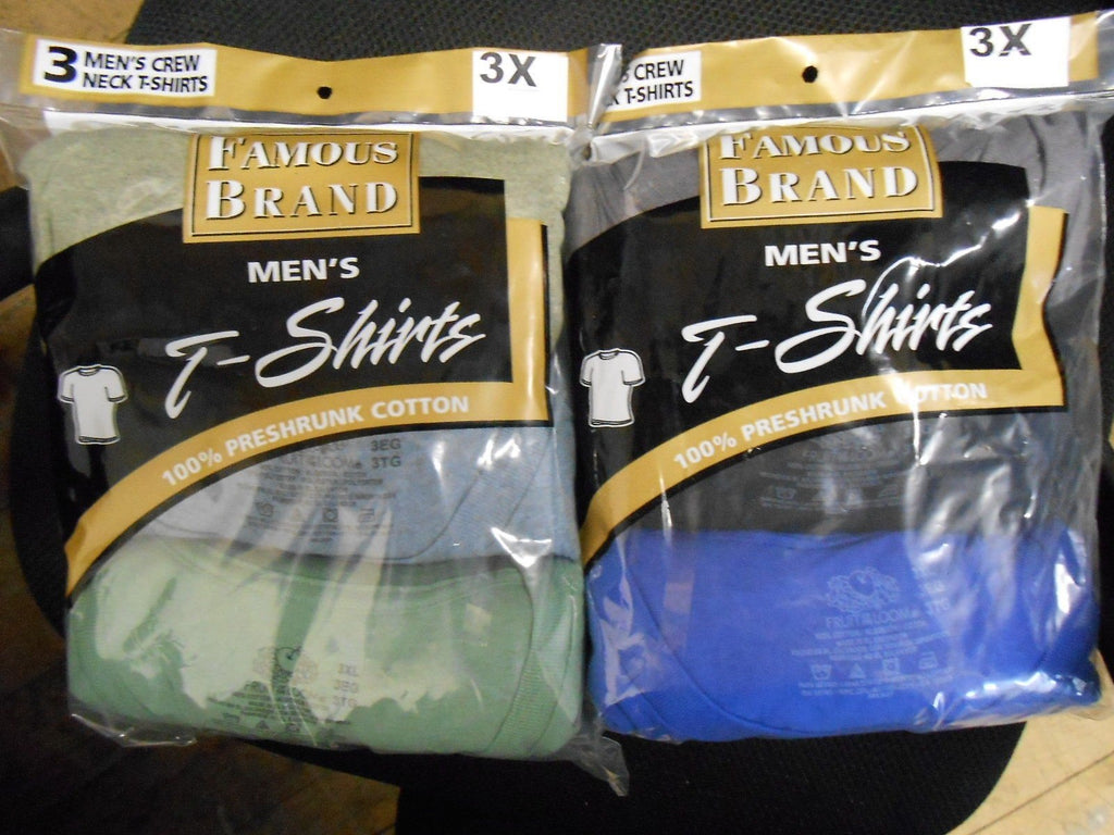 Fruit of the Loom Men's 6-pack Pocket T-shirts M-3X in Famous Brand Packs ASSTD