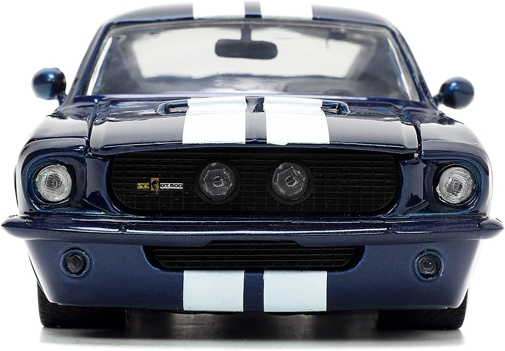 1967 Shelby GT500 Dark Blue Metallic with White Stripes Bigtime Muscle Series 1/24 Diecast Model Car by Jada 33865