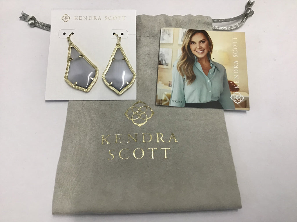 Kendra Scott Signature Alex Earring in Gold Plated and Slate Glass