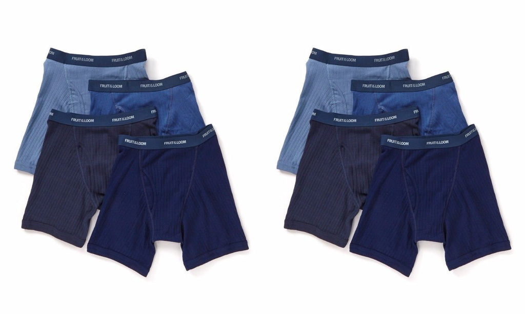 FRUIT OF THE LOOM Men's 8-pack Boxer Briefs BLUES COLLECTION S, M, L, XL 2XL