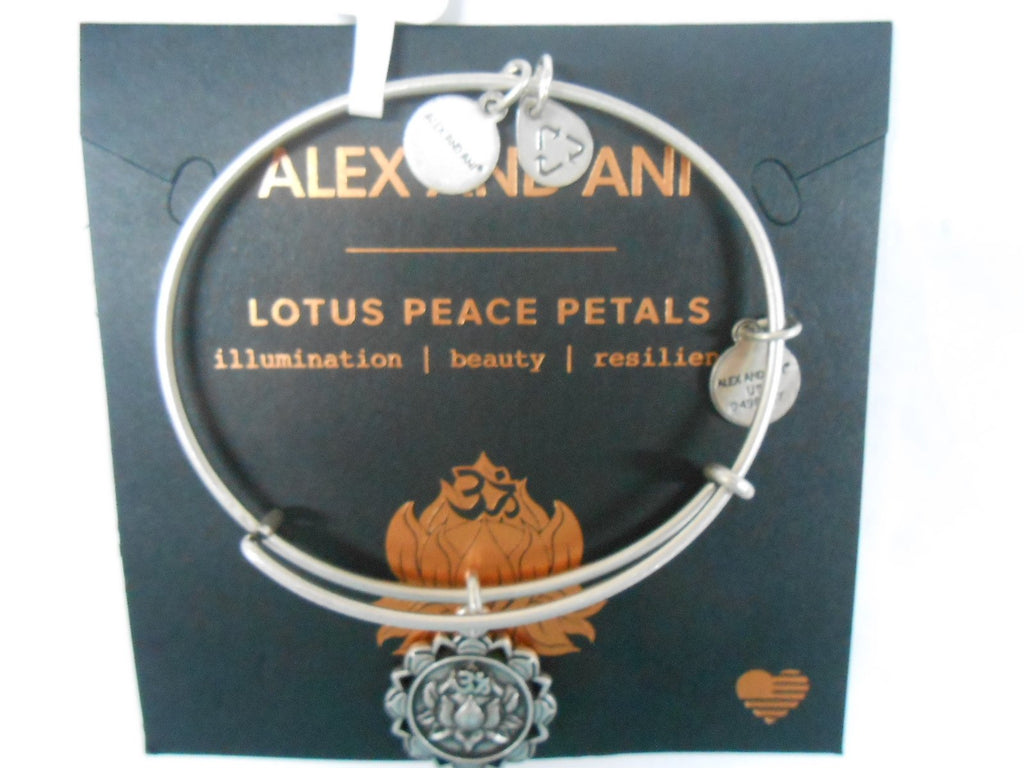 Alex and Ani Lotus Peace Petals IV Bangle Bracelet Rafaelian Silver NWTBC