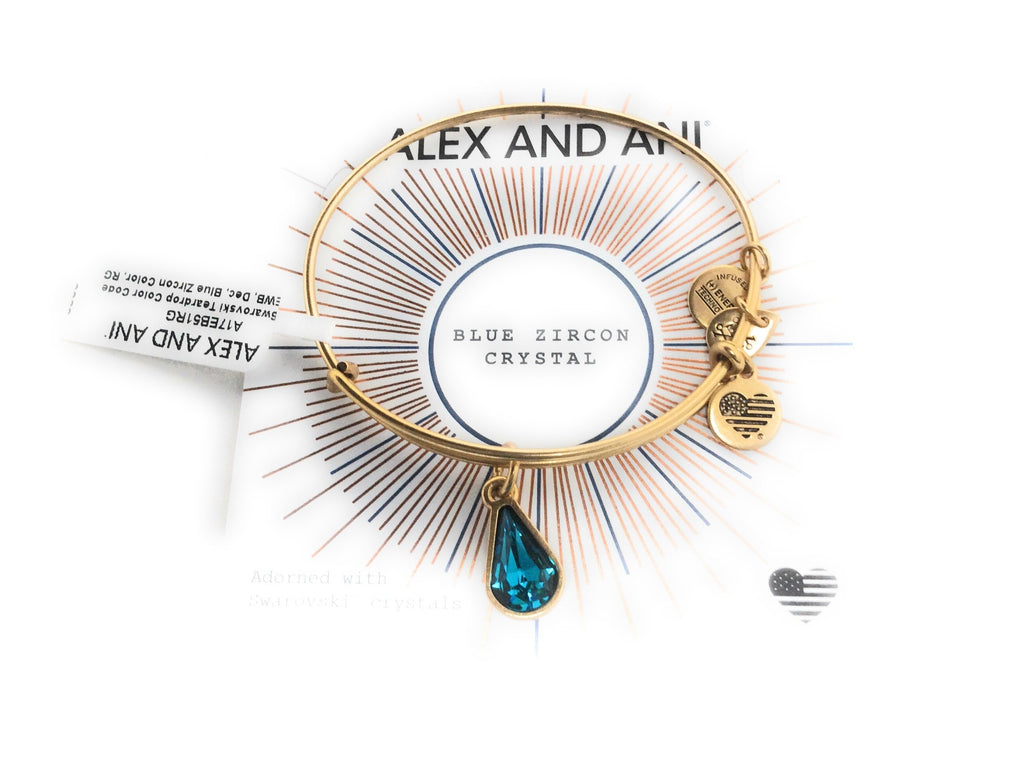 Alex and Ani Womens Swarovski Teardrop Color Code Bangle September/Rafaelian Gold/Sapphire