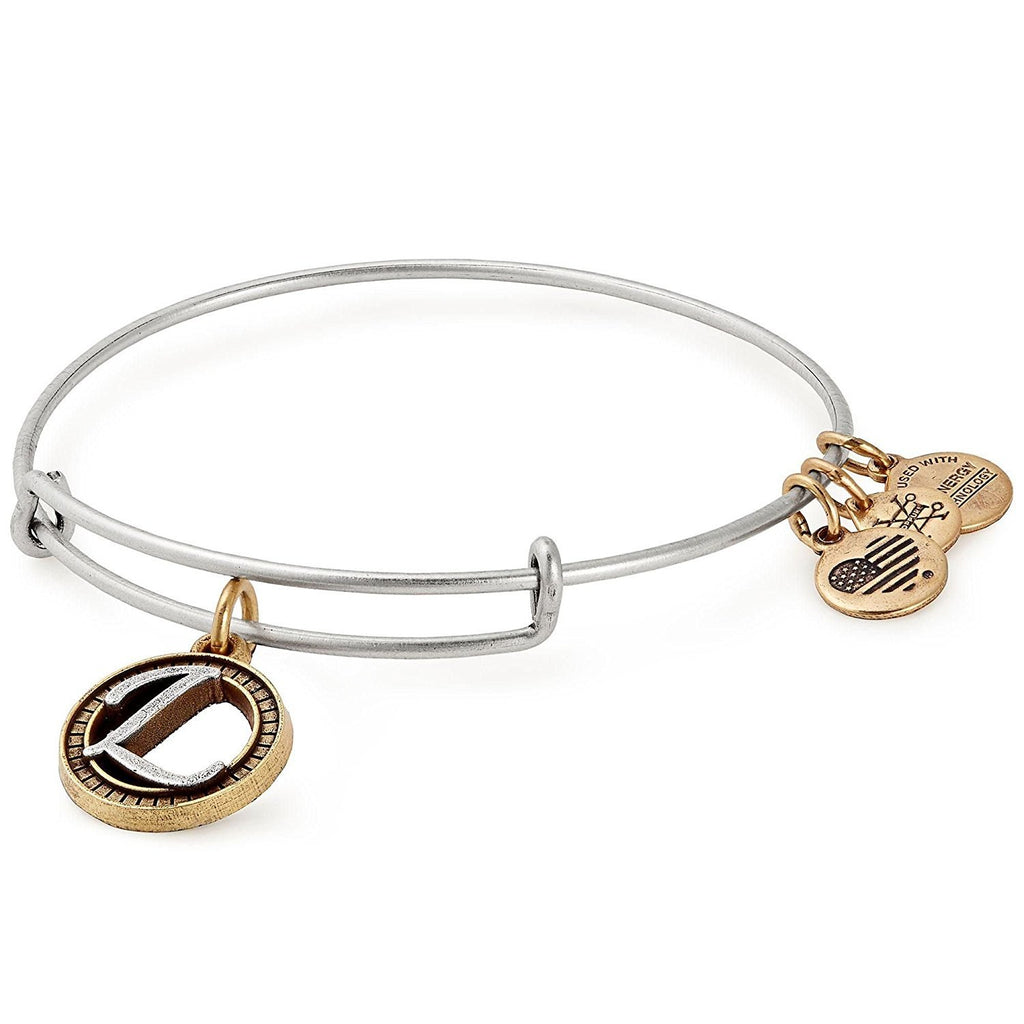 Alex and Ani Initial L Two-Tone Charm Bangle Bracelet - Rafaelian Gold and Silver Finish - A18EBINT12TTRS