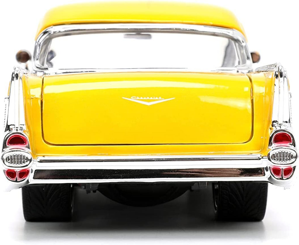 Big Time Muscle 1:24 1957 Chevy Bel-Air Die-cast Car Yellow, Toys for Kids and Adults