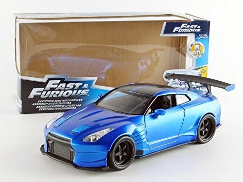 Jada Toys Fast & Furious 1:24 2009 Brian's Nissan GT-R R35 Ben Sopra Die-cast Car, Toys for Kids and Adults Blue