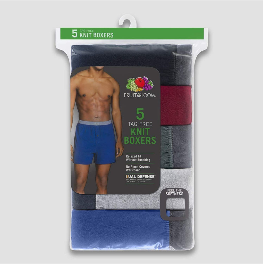 Fruit Of The Loom Mens Knit Boxers 5 Pack