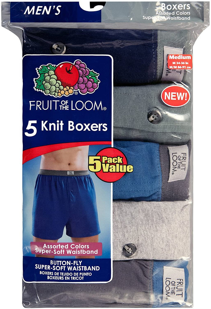 Fruit of the Loom 5pk Knit Boxers - Soft Stretch - M