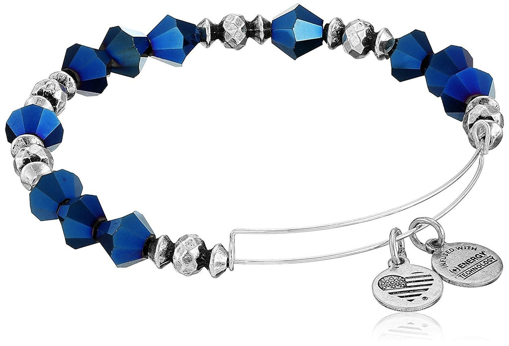 Alex and Ani Wonder Expandable Azure Glow Rafaelian Silver-Tone Bangle Bracelet